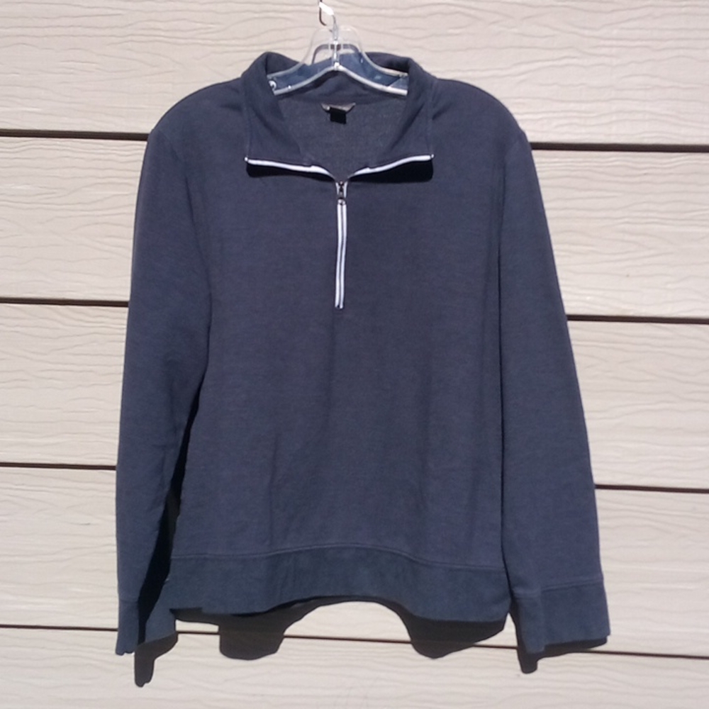 Eddie Bauer camp fleece, quarter zip pullover hoodie blue, good condition